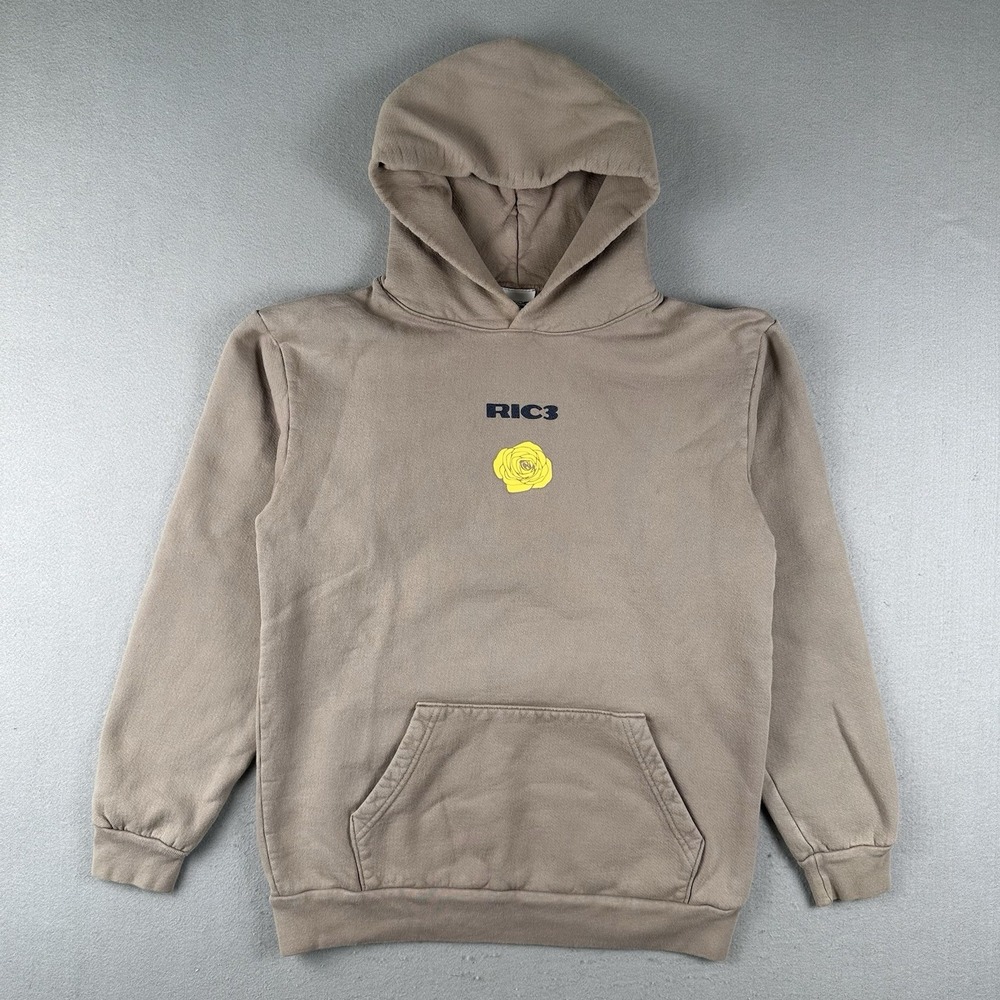 Ric3 Daniel Ricciardo Hoodie Men's Small Brown Heavyweight F1 Pullover Flower